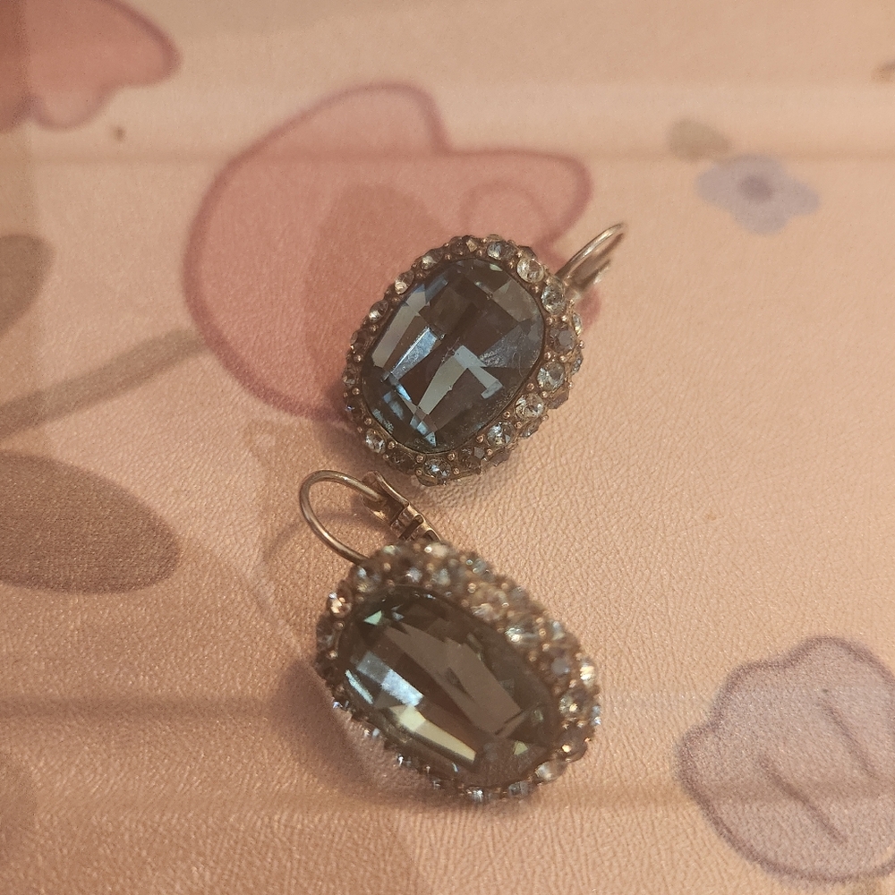 Elegant Silver and Blue Crystal Earrings